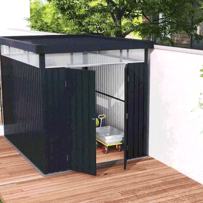 Outsunny Capanno da Giardino con Lucernario 200x258x201 cm Grigio