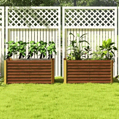 Outsunny Hochbeet 2er-Set, Pflanzkasten, extra tief, Metall, 120 x 60 x 60 cm Braun