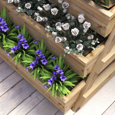 Outsunny Jardinera elevada de 4 niveles con orificios de drenaje y tejido no tejido, en madera de abeto, 75x57x60.5 cm