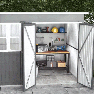 Garden Storage Shed 260W x 177D x 173/190Hcm Dark Grey