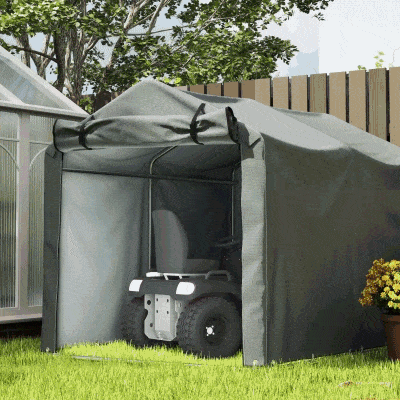 Outsunny 2.2 x 1.6 m Garden Storage Tent, Waterproof Anti-UV Bike Tent with Roll-up Zipper Door, Galvanised Outdoor Storage Shelter Carport for Bike, Motorbike, Garden Tools, Dark Grey