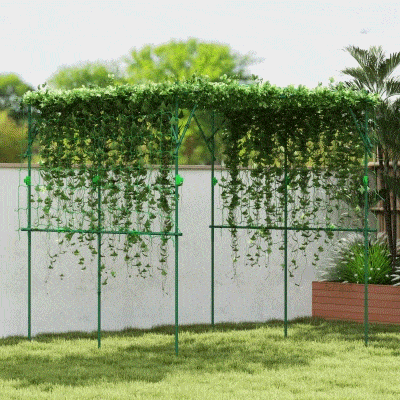 Outsunny Treliça de aço para fixar inoxidável Suporte para plantas trepadeiras Treliça 223 x 223 x 223 cm Arco para rosas Verde