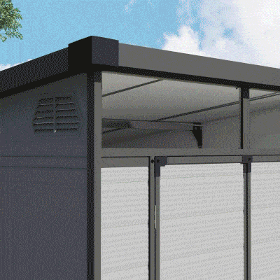 Outsunny 1,9 x 1,9 m Domek Ogrodowy, Schowek na Narzędzia z Tworzywa, Zamykane Drzwi, 2 Otwory Wentylacyjne, Jasnoszary