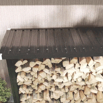 Outsunny Abrigo para Lenha 150x66,5x150 cm Aço Galvanizado Piso Elevado Teto Inclinado Cinza Escuro