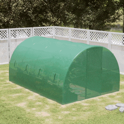 Outsunny Seră tunel pentru grădină 12 m², seră tunel 295x400x200 cm ușă și 8 ferestre, husă PE 140 g/m² verde