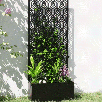 Outsunny Fioriera con grigliato 45x21.5x110cm Nero