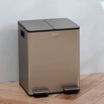 HOMCOM 2 x 20 L Doppelmülleimer, Pedalöffnung, leicht zu reinigen, Edelstahl, Kunststoff, Silber