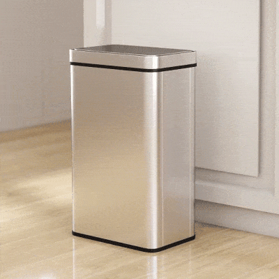 HOMCOM 60 L Sensor-Mülleimer, automatischer Deckel, Edelstahl, vielseitig einsetzbar, Silberfarben