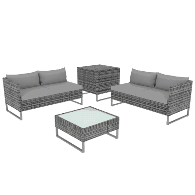 Outsunny 4PC Rattan Patio Sofa Set with Cushions Mixed Grey