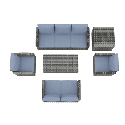 Outsunny Set da Esterno 6pz con Tavolini Divani e Poltrone Grigi