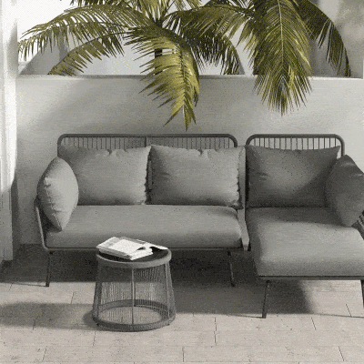 Outsunny Set in Rattan con Divano da Giardino Angolare e Tavolino