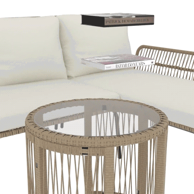 Outsunny Salotto da giardino esterno 122 x 79 x 75 cm Crema