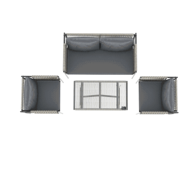Set de Exterior cu 2 Fotolii, Canapea și Măsuță Gri
