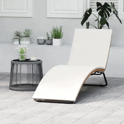 Outsunny Espreguiçadeira de Jardim Exterior de Vime em Forma de S com Almofada, Assento Respirável e Estrutura de Aço para Pátio Creme
