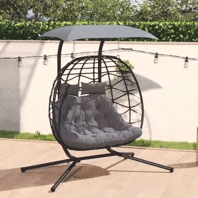Outsunny Sedia a dondolo in rattan 170cm x 100cm x 185cm Grigio scuro