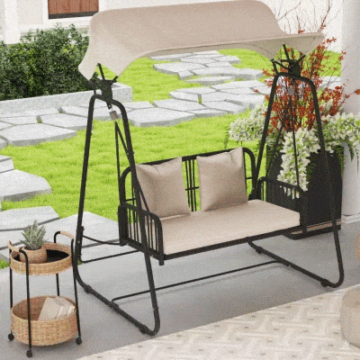 Outsunny Sedia a dondolo da giardino 149cm x 121cm x 180cm Marrone