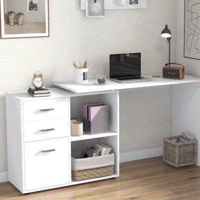 HOMCOM Scrivania angolare 117cm x 83.5cm x 76cm Bianco