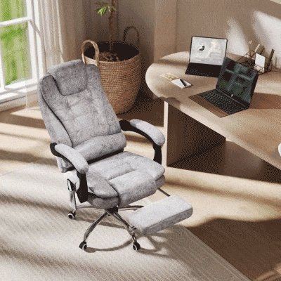 Vinsetto Bureaustoel met Massagefunctie, Ergonomische Bureaustoel met Leun- & Warmtefunctie, Afstandsbediening, Grijs