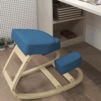 Vinsetto Sedia Inginocchiatoio in Legno di Betulla e Cuscino Blu