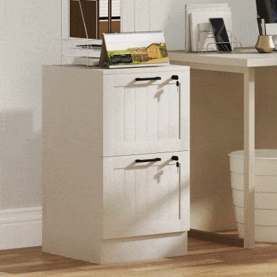 HOMCOM Arquivador para Escritório com 2 Gavetas para Escritório com Fechaduras Gavetas Suspensas para A4 40x40x71 cm Branco