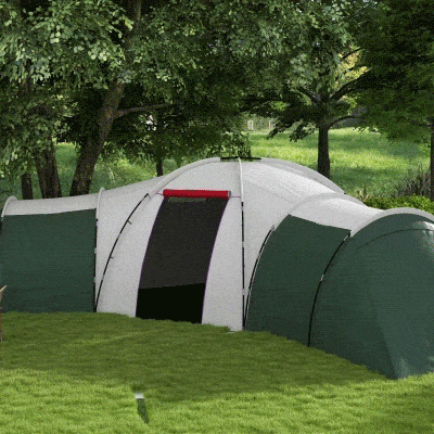 Outsunny Campingzelt für 6-9 Personen, 4 Räume, Vorzelt, wasserdicht, 615x 615x225cm, Grün