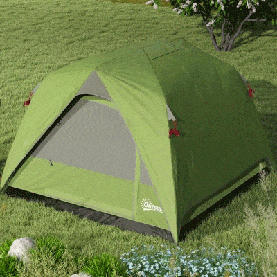 Outsunny Tenda de Campismo para  2-3 Pessoas Dobrável com Bolsa de Transporte 200x200x135 cm Verde