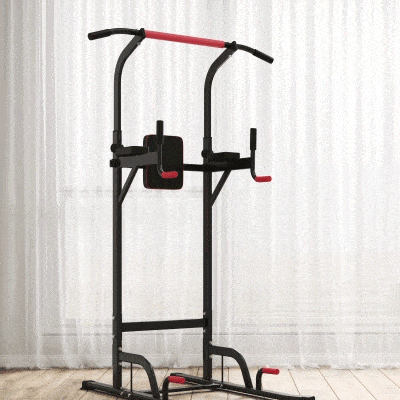 HOMCOM Power Tower höhenverstellbar Dip Station mit Klimmzugstange Saugnäpfe, Gepolstert Trainingsgerät für Zuhause
