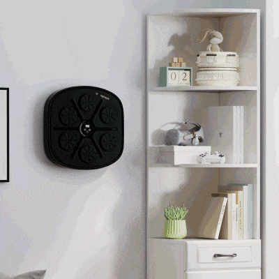 SPORTNOW Máquina de Boxe Musical com 9 Modos de Velocidade Luvas e Conexão Bluetooth Luzes LED 41,8x44,6x7,5 cm Preto