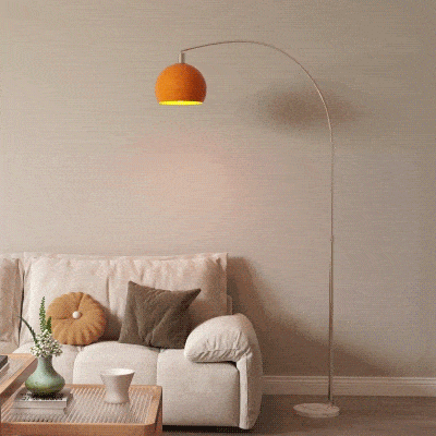 HOMCOM Lampada ad Arco con Interruttore a Pedale Bianco Arancione