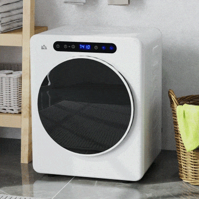 HOMCOM Wäschetrockner, 6 Programme, 40-60℃, 5 kg Kapazität, kompakt, Touch-Bedienung, Weiß