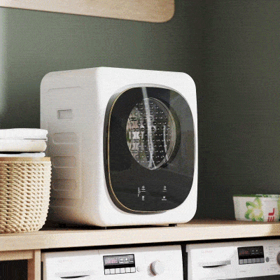 HOMCOM 4 kg wasdroger, compact ontwerp, 5 modi, timer, Wit+Zwart