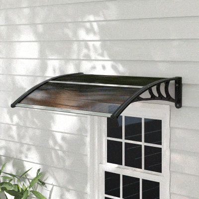 Outsunny Vordach Haustürvordach 75 x 100 cm Pultvordach Überdachung Polycarbonat Braun