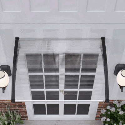 Outsunny Marquise de Proteção para Portas e Janelas 122x89x24 cm Transparente e Preto