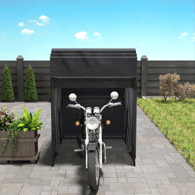Outsunny Riparo per moto esterno 345x135x191cm Nero