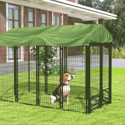 PawHut Kennel per Cani in Acciaio con Tettuccio in Tessuto Oxford