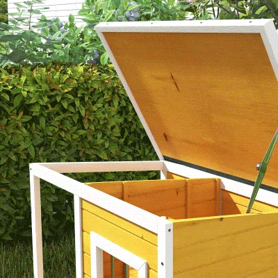 PawHut Casa para Cães de Madeira Casa para Animais de Estimação com Teto Asfáltico Impermeável e Janela 85,5x62x60cm Madeira