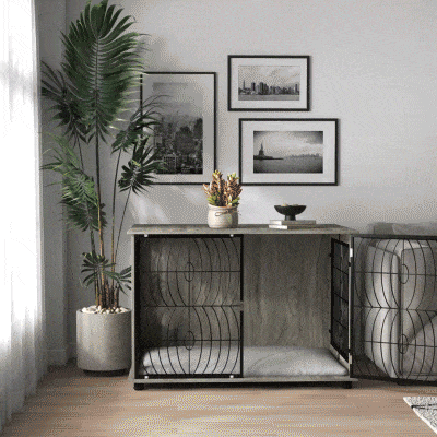 PawHut Dog Crate End Table Lockable Door XL with Cushion