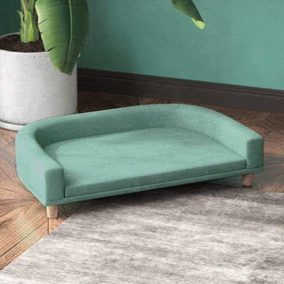 PawHut Sofá para Perros Grandes Cama Elevada para Perros con Cojín Lavable y Patas de Madera Carga 30 kg 98x67x25 cm Verde
