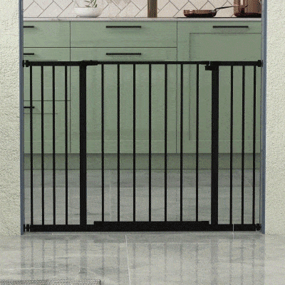 PawHut Hunde-Absperrgitter, erweiterbar, Klemmmontage, Stahl, 76-107 x 76 cm, Schwarz
