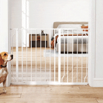 PawHut Barreira de Segurança para Cães Extensível para Escadas e Portas 75-145cm com 3 Extensões Altura 76cm Branco