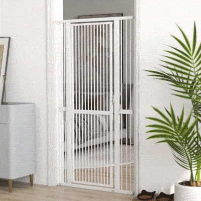 PawHut Extra hohes Hundegitter mit verstellbarer Breite 76-104 cm Stababstand 3,5 cm mit Druckmontage Verlängerungen Weiß
