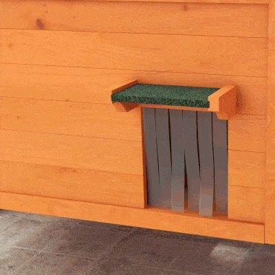 PawHut Buiten Kattenhuis Luxe Klein Weerbestendig met 1 Raam en 1 Ingang 85x50x68,5cm Oranje+Groen