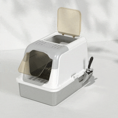 PawHut Stainless Steel Enclosed Cat Litter Box, Large