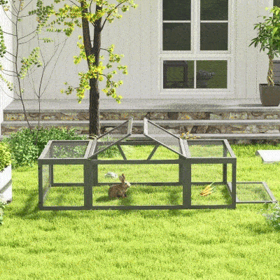 Klatka dla królików PawHut, drewniana, zimoodporna, z drzwiami