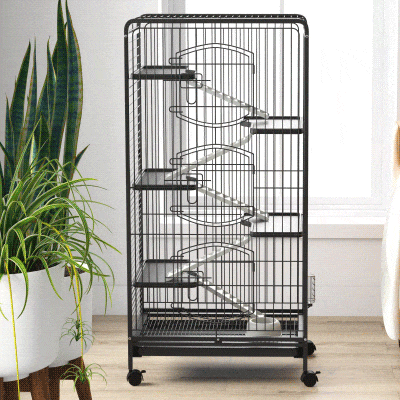 Cușcă pentru Animale Mici și Rozătoare, 61.5x44x131 cm, Negru