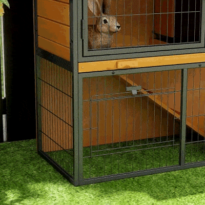 Cusca Iepuri – Lemn & Metal, Cu Rampa & Spatiu Exterior