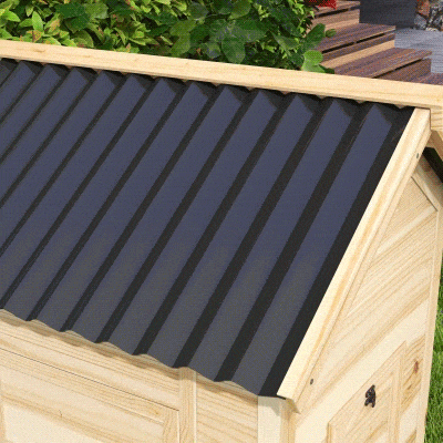 Pawhut Entenhaus Entenstall Kleintierstall Resistente Às Intempéries 2 Entradas 2 Rampas 78x90x92 cm 'Natural Preto'