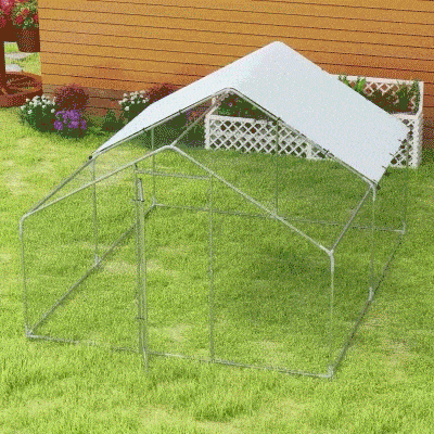 PawHut Recinto per Galline da 10.2m² per 10-15 Galline Argento