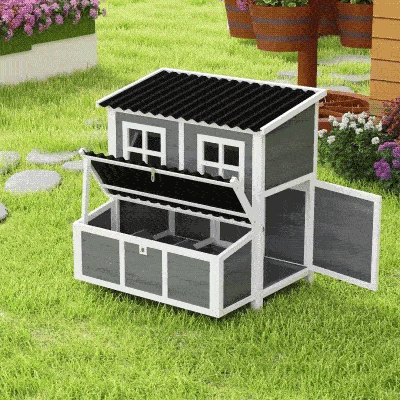 PawHut Wooden Chicken Coop with Nesting Box, Slide-Out Tray, Perches, for 4-6 Chickens, 100 x 86 x 100cm