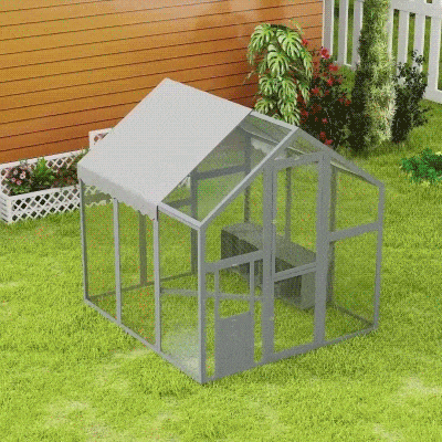 PawHut Pollaio 168cm x 183cm x 182cm Grigio